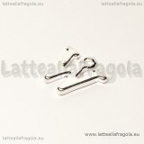 Ciondolo lettera W in metallo Silver plated 14x14mm