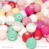 25 Perle in Acrilico Effetto Gommato colori misti foro passante 8mm