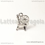 Charm 3D filatoio vintage in metallo argentato 18x12mm