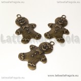 Ciondolo Gingerbread double-face in metallo color bronzo 41x27mm
