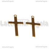 Ciondolo Croce in Acciaio Inox dorato 23x12.5mm