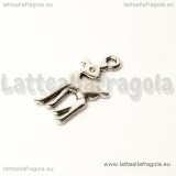 Charm cerbiatto double-face in metallo argento antico 21x10mm