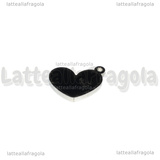 Ciondolo Cuore in Acciaio Inox smaltato Nero 13x10mm