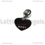 Ciondolo Cuore Forever in Acciaio Inox con strass rosa 13.5x14mm