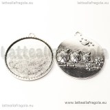 Base cammeo in metallo argento antico per 35mm Retro Gufi in rilievo 