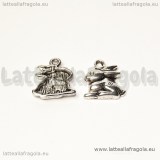 Charm coniglio in metalo argento antico 15x13mm