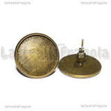 Coppia Orecchini a perno in metallo color bronzo con base 16mm