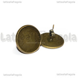 Coppia Orecchini a perno in metallo color bronzo con base 16mm