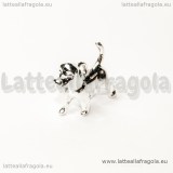 Ciondolo cagnolino 3D in metallo Silver Plated 16x15mm