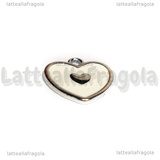 Ciondolo Cuore in metallo argentato smaltato Bianco 17.5x17.5mm