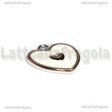 Ciondolo Cuore in metallo argentato smaltato Bianco 17.5x17.5mm