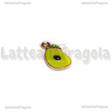 Charm Avocado in metallo dorato smaltato 18x9mm