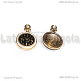 Charm Orologio in metallo dorato smaltato 17x11.5mm