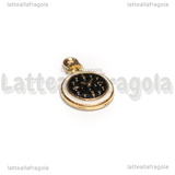 Charm Orologio in metallo dorato smaltato 17x11.5mm