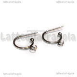 Orecchini a perno Semicerchio in Acciaio Inox con asola 15.5x12.5x2.4mm