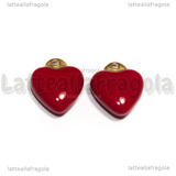 Ciondolo Cuore 3D in Acciaio Inox Dorato smaltato Rosso 12x10.5mm