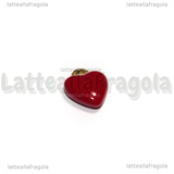 Ciondolo Cuore 3D in Acciaio Inox Dorato smaltato Rosso 12x10.5mm