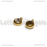 3 Charms Punto Luce in Acciaio Inox Dorato Cristal 8.5x6mm