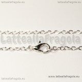 Collana in metallo silver plated 77cm maglie ovali 3x2mm