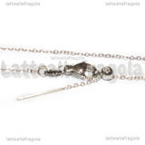 Collana in Acciaio Inox maglia ovale scorrevole 2x1.5x0.4mm 45cm