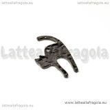 Charm Gatto in metallo smaltato nero 27x17mm