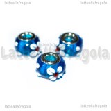 Perla in Lampwork Fiori sfondo blu 16x14mm