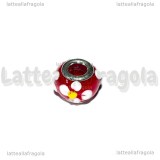 Perla in Lampwork Fiori sfondo rosso 16x14mm