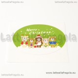 Adesivo Orsetti Merry Christmas sfondo verde 32x23mm