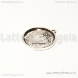 Base Tonda in metallo Argento antico per Cammei da 20mm