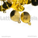 5 Coppie Perni base piatta 15mm con asola in metallo gold plated