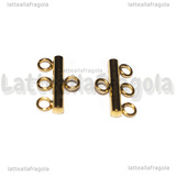 Coppia Connettori in Acciaio Inox Dorato per triplo filo 9x15x2.5mm