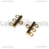 Coppia Connettori in Acciaio Inox Dorato per triplo filo 9x15x2.5mm