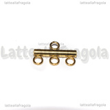 Coppia Connettori in Acciaio Inox Dorato per triplo filo 9x15x2.5mm