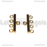Coppia Connettori in Acciaio Inox Dorato per quadruplo filo 9x20x2.5mm
