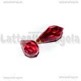 Goccia Lacrima di Vampiro in vetro sfaccettato rosso 13x6.5mm