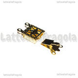 Chiusura Filigranata a 2 Fili in Acciaio Inox Dorato 21.5x7x4mm