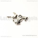 Charm Cavallo in metallo argento antico 19x15mm