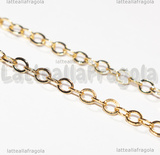 1 Metro Catena in Ottone placcato Oro 18K maglie piatte ovali 3.5x3x0.4mm