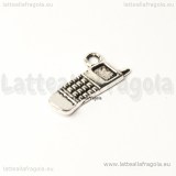 Charm telefono cellulare in metallo argento antico 19x9mm