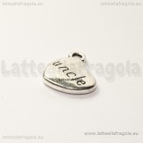 Ciondolo Cuore Uncle double-face in metallo argento antico 18x14mm