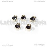 5 Charm argentati punto luce strass ametista 8x5mm