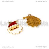 Charm Babbo Natale in metallo dorato smaltato con strass 21x16.5mm