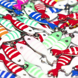 3 Charms Pesci in Acciaio Inox smaltato 18x5mm