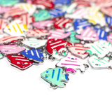 3 Charms Pesci Scalari in Acciaio Inox smaltato 11x9mm
