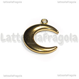 Ciondolo Luna 3D in Acciaio Inox dorato placcato Oro 18K 24x12x3mm