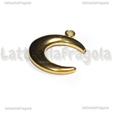 Ciondolo Luna 3D in Acciaio Inox dorato placcato Oro 18K 24x12x3mm