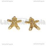 Ciondolo Gingerbread in Acciaio Inox Dorato 20x16x1mm