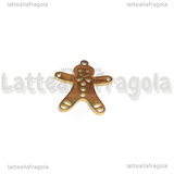 Ciondolo Gingerbread in Acciaio Inox Dorato 20x16x1mm