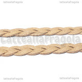 1 Metro Cordino Similpelle intrecciata scamosciata Tortora 7x3mm