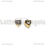 Charm Cuore in Acciaio Inox Dorato punto luce cristal 8x6x4mm